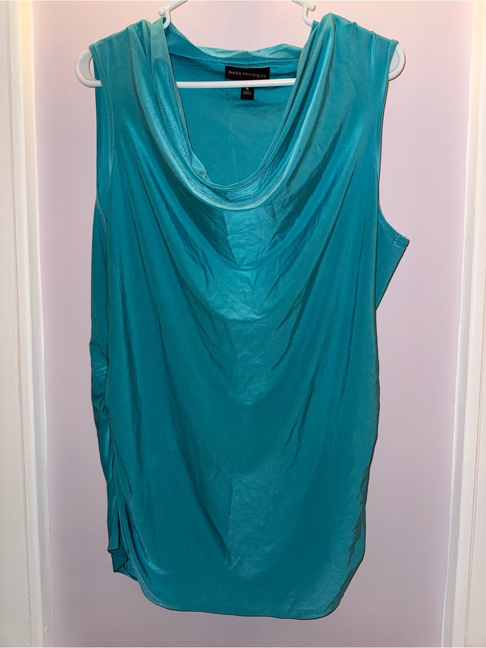 Dana Buchman Teal Draped Neck Sleeveless Top